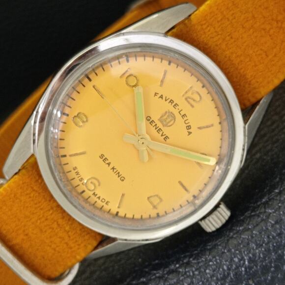 Vintage 1978 Favre Leuba Manual Mens Silver Watch W/Nato Strap - Picture 1 of 9